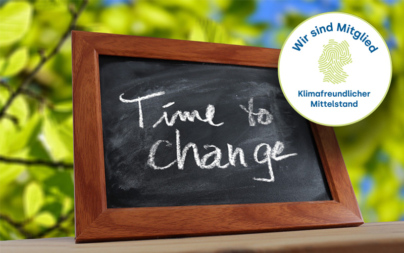 Time to change mit Kast als Mitglied Kast ist Mitglied bei Initiative klimaneutraler Mittelstand, Kast is member of Association of climate-friendly medium-sized companies