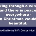 Looking through a window and there is peace everywherw, then Christmas would be beautiful,from Roswitha Bloch, german lyricist